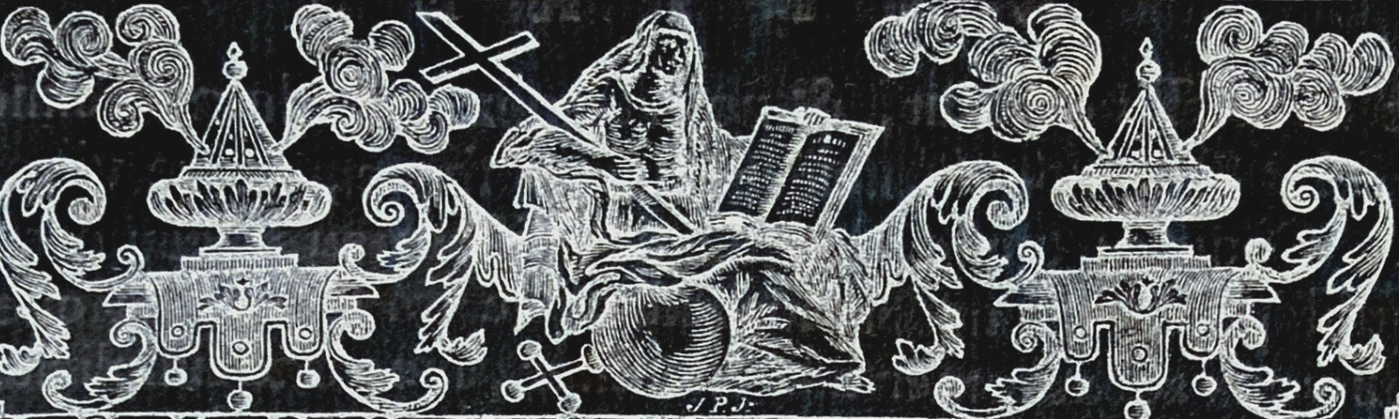 аллегорическая картинка с книгами и Смертью.